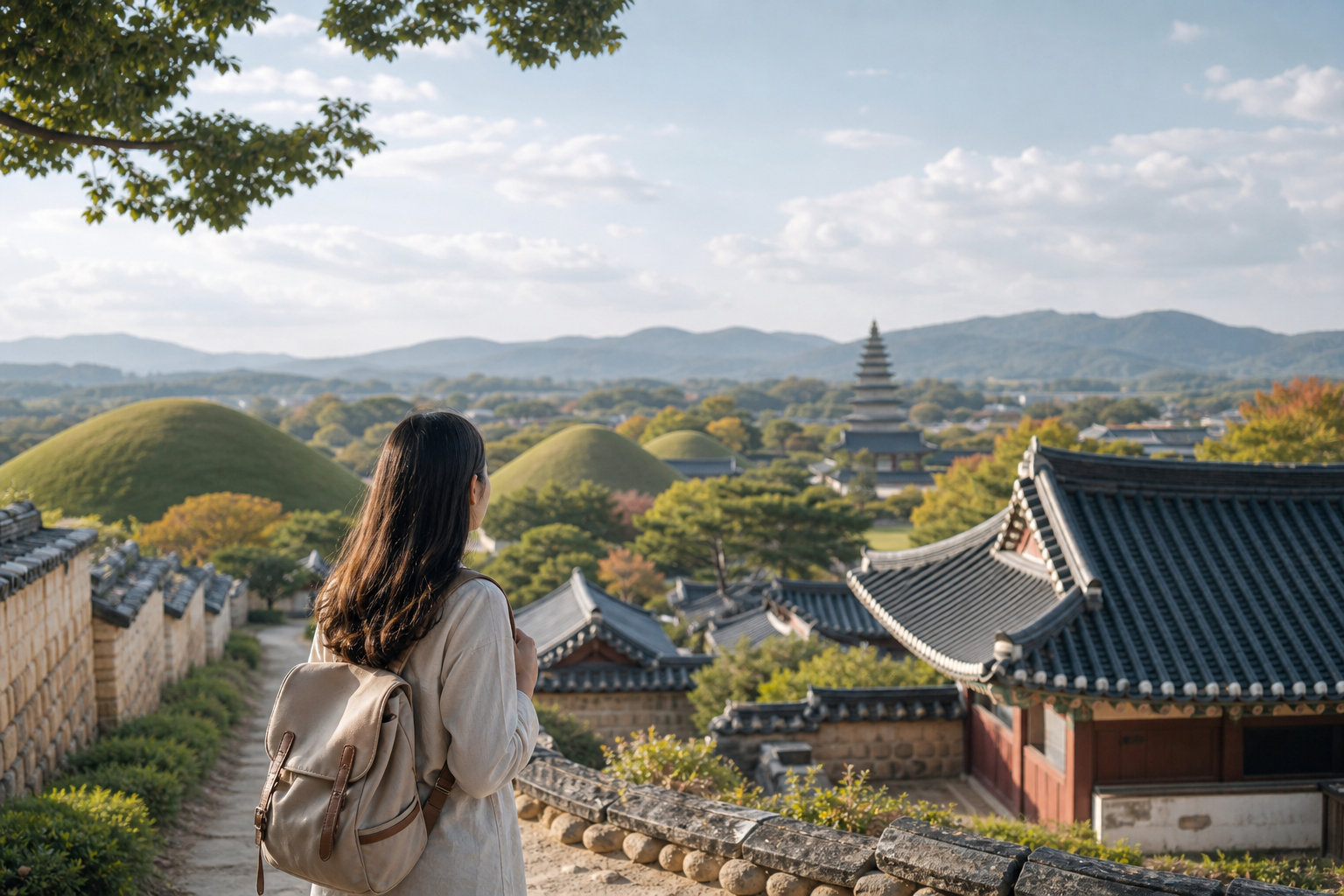 Historic Gyeongju landmarks viewed by a traveler planning how many days to stay