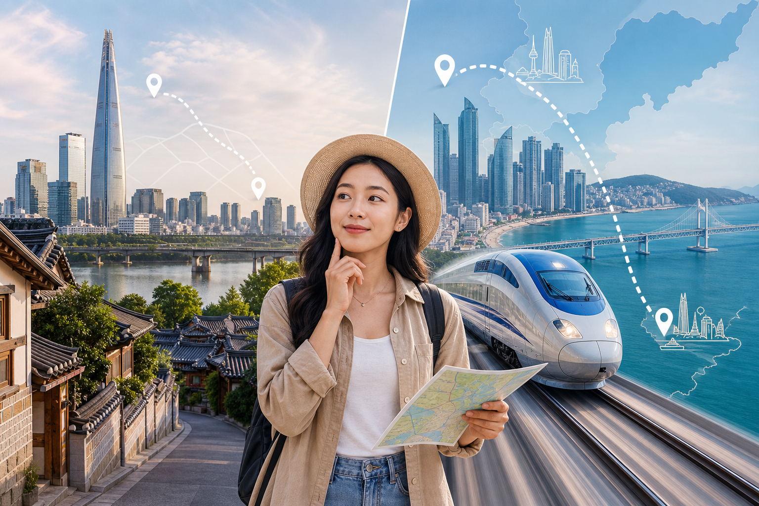 Traveler comparing a Seoul-only 5-day trip with a Seoul plus Busan route