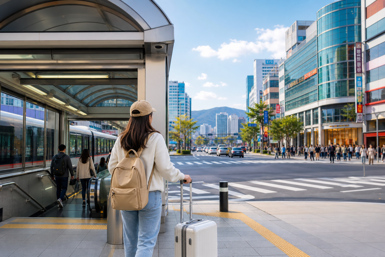 Traveler arriving from Gimhae Airport into Seomyeon as a practical Busan base