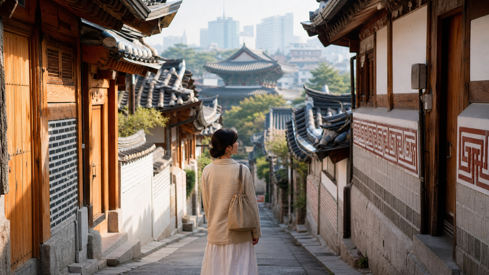 Traditional Seoul hanok alley near historic culture areas for travelers choosing where to stay