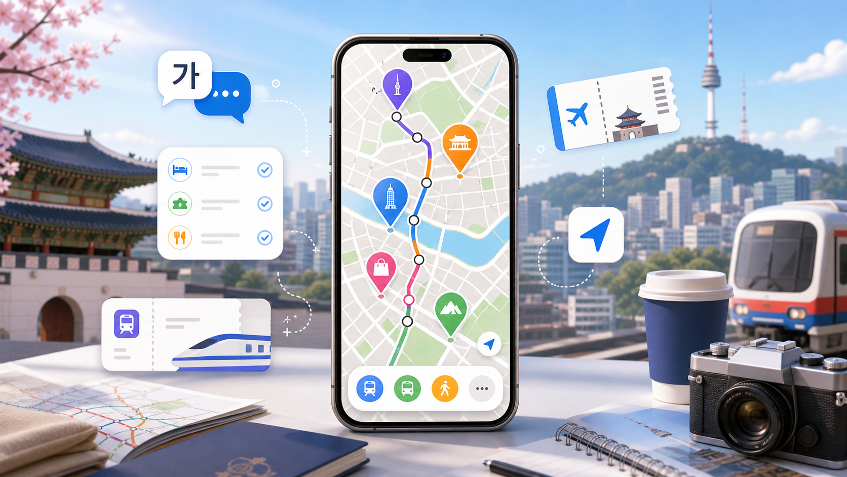 Korea travel apps for maps transit translation and booking tools on a first trip